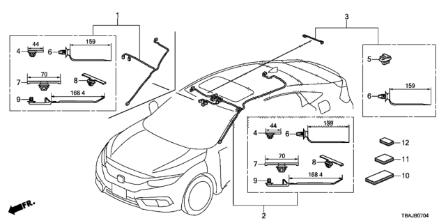 2018 Honda Civic Wire, Interior & Sunroof Diagram for 32155-TBA-A40
