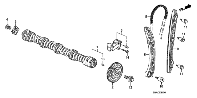 2010 Honda Civic Camshaft - Cam Chain (1.8L) Diagram