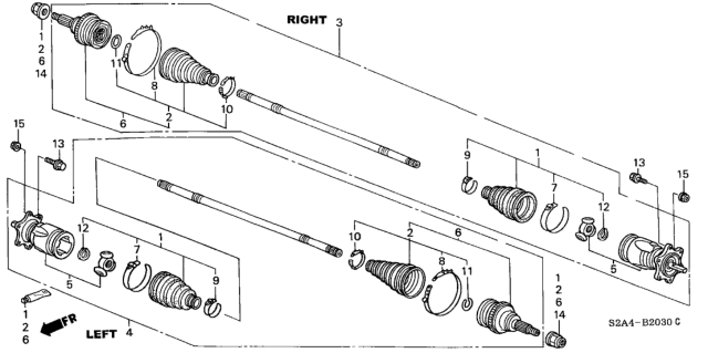 2000 Honda S2000 JOINT SET, OUTBOARD Diagram for 44014-S2A-954