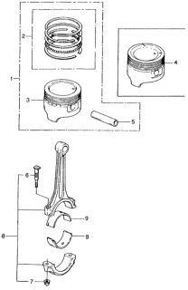 1983 Honda Civic 4 Door ** (1500) KA HMT Piston - Connecting Rod Diagram