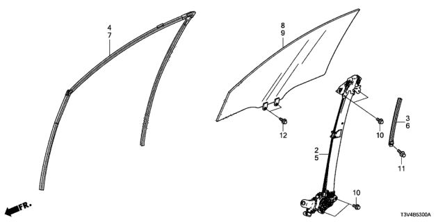 2014 Honda Accord Regulator, Left Front Diagram for 72250-T2M-T11