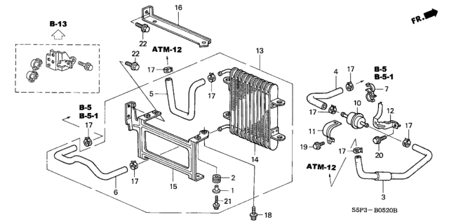 2002 Honda Civic Hose (490MM) (ATf) Diagram for 25214-PMP-005