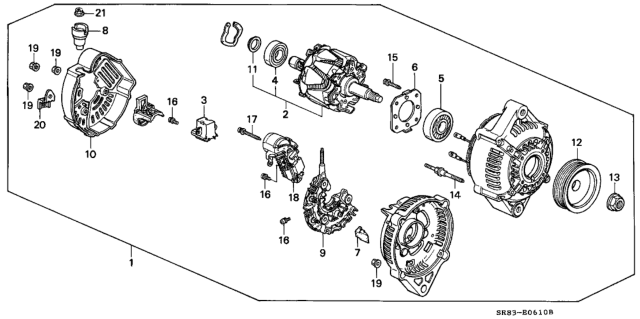 1993 Honda Civic Alternator (Denso) Diagram
