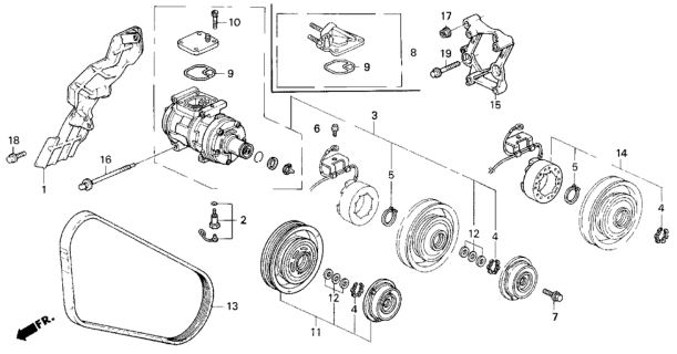 1993 Honda Accord Compressor (Only) (Denso) Diagram for 38810-PT0-013