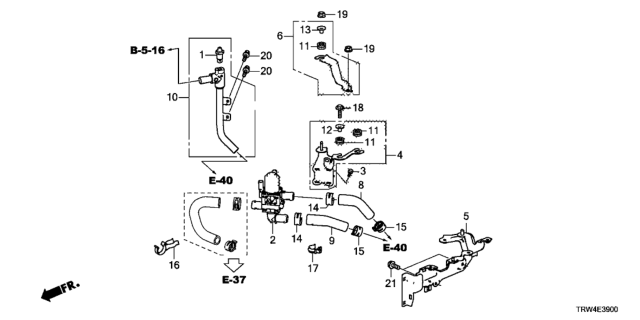 2019 Honda Clarity Plug-In Hybrid Clamp, Heater Hose Diagram for 91531-S2A-A01