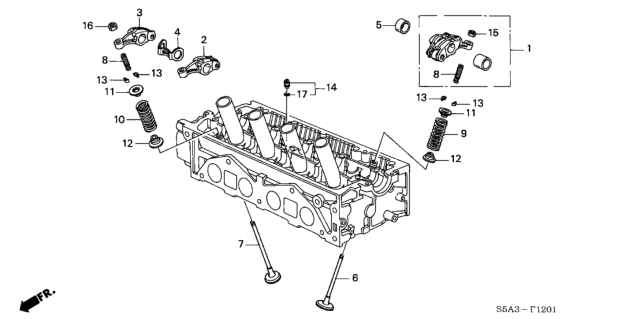 2004 Honda Civic Valve - Rocker Arm (SOHC VTEC) Diagram