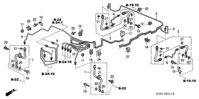 2003 Honda Odyssey Bracket B, L. RR. Brake Hose Diagram for 46436-S0X-A00