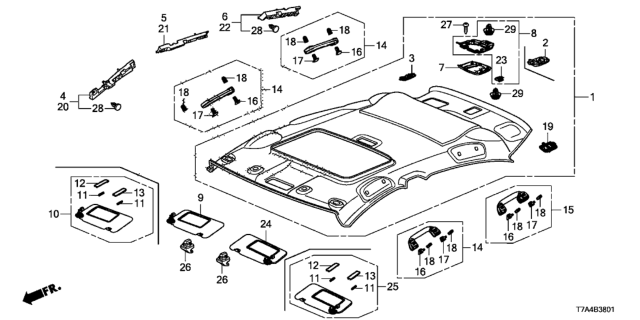 2021 Honda HR-V Roof Lining (Sunroof) Diagram