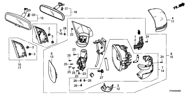 2020 Honda CR-V Hybrid 5 Door LX (HYBRID) KA CVT Mirror Diagram