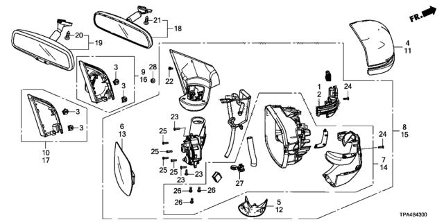 2021 Honda CR-V Hybrid Mirror Diagram