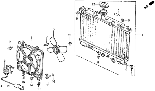 1988 Honda Civic 5 Door ** (WAGOVAN) KA 5MT Radiator (Denso) Diagram