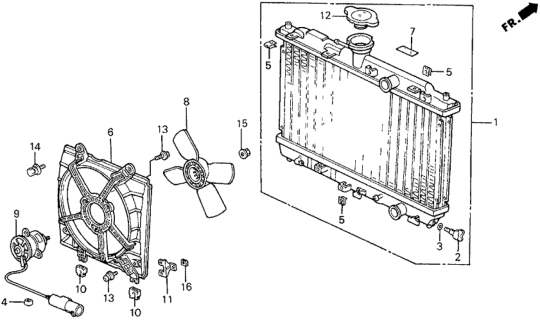 1989 Honda Civic Radiator (Denso) Diagram