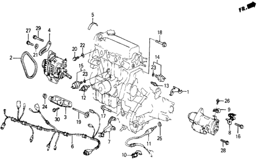 1986 Honda Civic Sub-Wire, Engine Diagram for 32110-PE1-662
