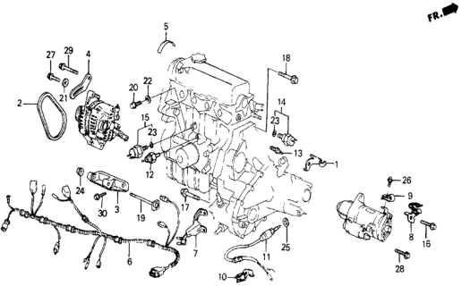 1984 Honda Civic Engine Sub Cord - Sensor Diagram