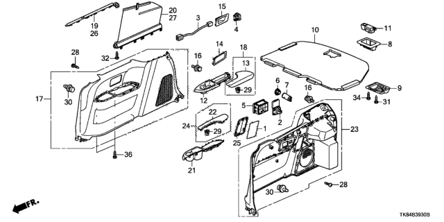 2012 Honda Odyssey Lid Assy., RR. Side Lining Fuse *YR400L* (SIENNA BEIGE) Diagram for 84673-TK8-A02ZC