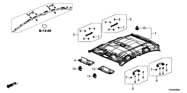 2015 Honda Civic 4 Door MX KL CVT Roof Lining Diagram