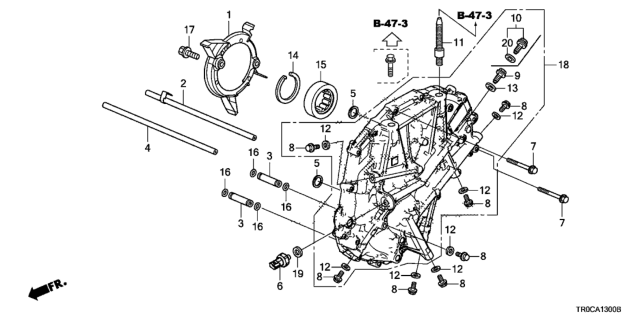 2014 Honda Civic AT Left Side Cover (CVT) Diagram