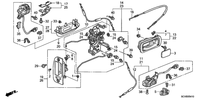 2011 Honda Element Rear Access Panel Locks  - Outer Handle Diagram
