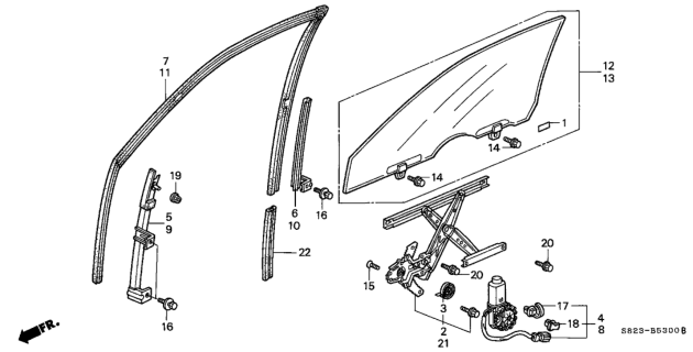 2002 Honda Accord Sash, L. FR. Door Center (Lower) Diagram for 72271-S82-A02