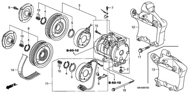 2008 Honda Pilot A/C Compressor Diagram