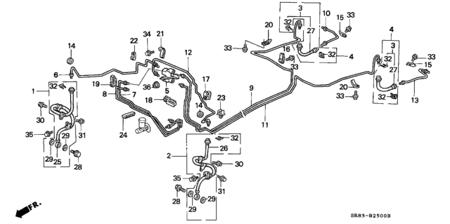1993 Honda Civic 2 Door EX-S KA 5MT Brake Lines Diagram