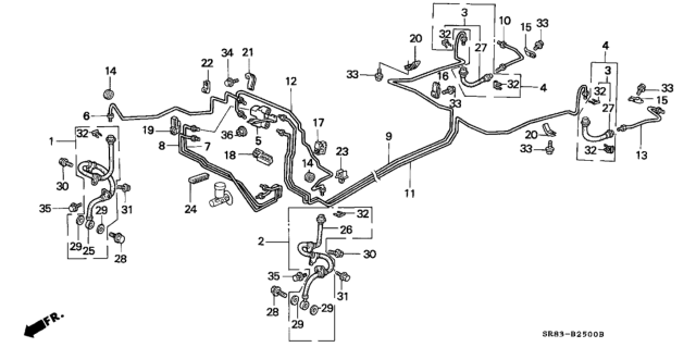 1993 Honda Civic Hose Set, Right Front Brake Diagram for 01464-SR3-020