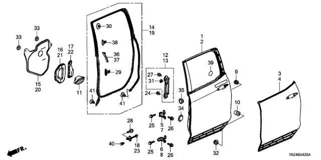 2021 Honda Ridgeline Rear Door Panels Diagram