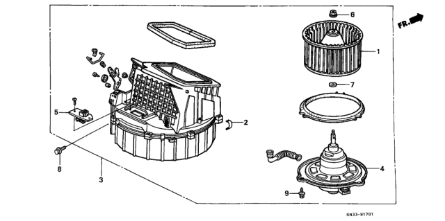 1991 Honda Civic 3 Door SI KA 5MT Heater Blower Diagram