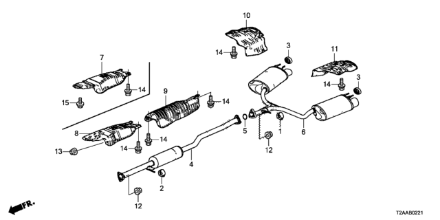 2017 Honda Accord Muffler, Exhuast Diagram for 18307-T2G-A61