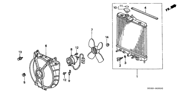 1996 Honda Civic Radiator (Denso) Diagram