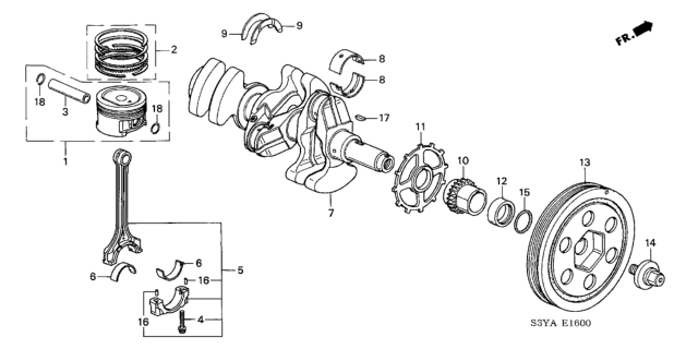 2005 Honda Insight Piston - Crankshaft Diagram