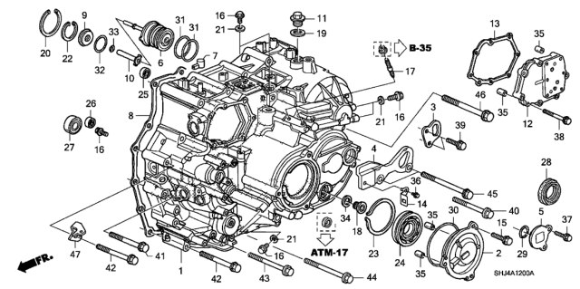 2007 Honda Odyssey Case, Transmission Diagram for 21210-RDH-000