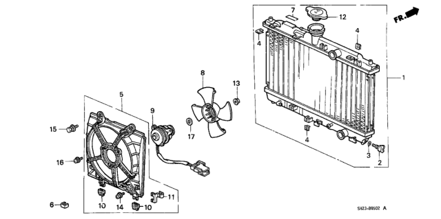 1990 Honda CRX 2 Door HF KH 5MT Radiator (Toyo) Diagram