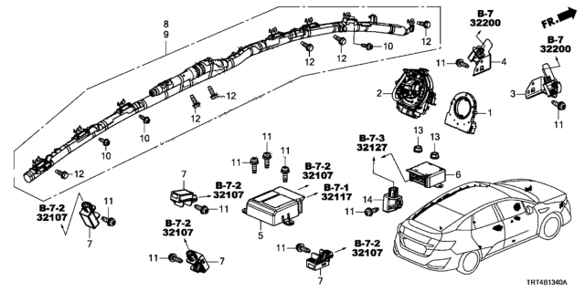 2018 Honda Clarity Fuel Cell Sensor, FR. Crash Diagram for 77930-TRT-C22