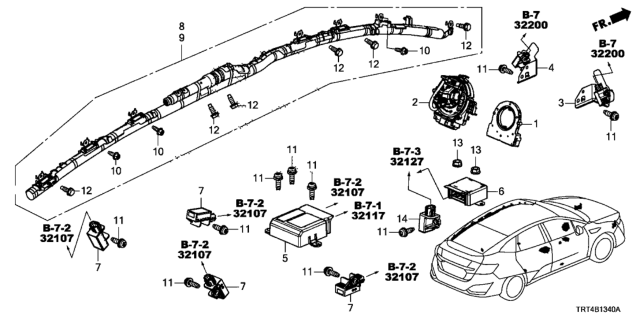 2018 Honda Clarity Fuel Cell SRS Unit Diagram for 77960-TRT-A24