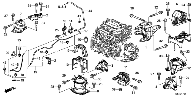 2014 Honda Accord Engine Mounts (V6) Diagram