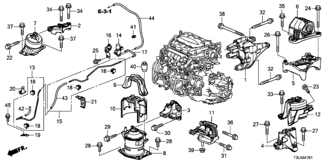 2016 Honda Accord Mounting Rub Assy,Eng Diagram for 50820-T2G-A01