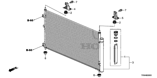 2021 Honda Clarity Plug-In Hybrid W-CONDENSER Diagram for 80110-TRW-A02