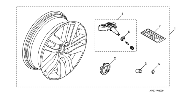 2018 Honda Pilot Alloy Wheel Diagram