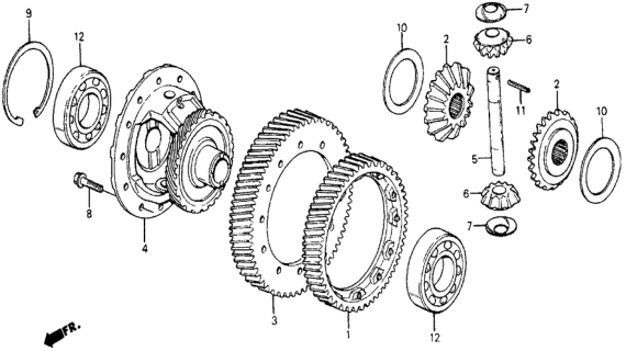 1986 Honda Civic MT Differential Gear Diagram