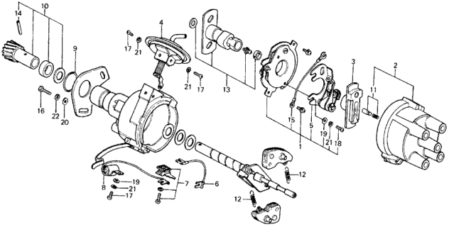 1979 Honda Civic 3 Door ** KL HMT Distributor Components Diagram