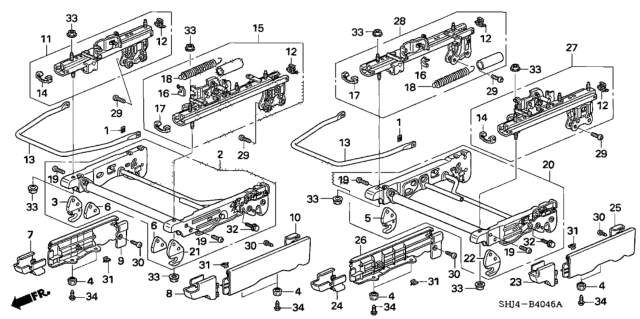 2006 Honda Odyssey 5 Door EXL-T (NAVIGATION) KA 5AT Middle Seat Components Diagram 2