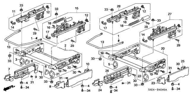 2008 Honda Odyssey Middle Seat Components Diagram 2