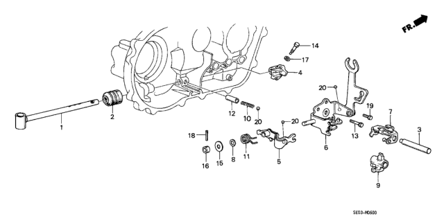 1988 Honda Accord Rod, Gearshift Diagram for 24310-PB6-030