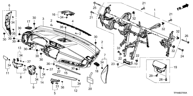 2020 Honda CR-V Hybrid 5 Door LX (HYBRID) KA CVT Instrument Panel Diagram