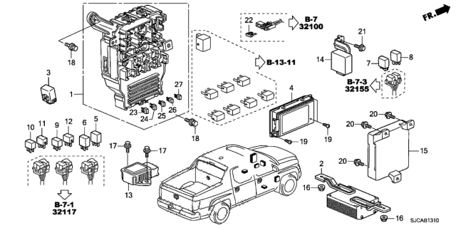 2014 Honda Ridgeline Control Unit, El Diagram for 48310-RJG-053