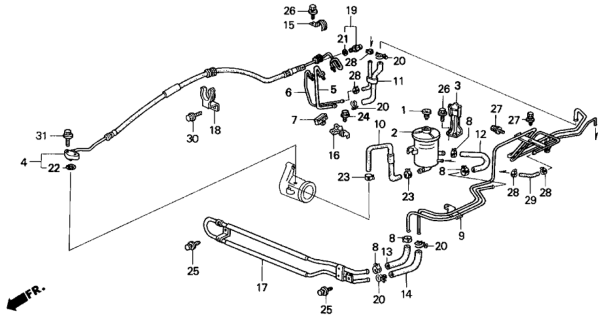 1994 Honda Del Sol 2 Door S KL 4AT P.S. Hoses - Pipes Diagram