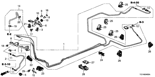 2019 Honda Pilot Clamp C, Fuel Tube Diagram for 91593-TZ5-A11