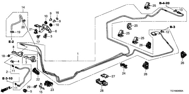 2019 Honda Pilot Clamp C,Fuel Pipe Diagram for 91593-T2A-A01