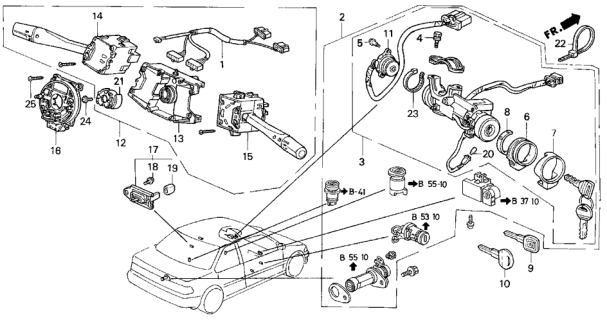 1993 Honda Accord Lock Set *B44L* (PALMY BLUE) Diagram for 35010-SM2-A50ZA